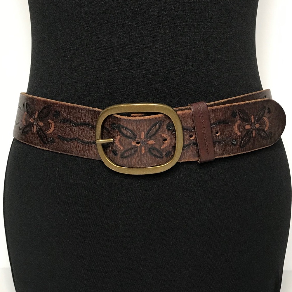 Vintage AF Boho Western Leather Belt Brown Gold M